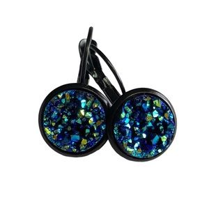 Metallic Green Chunky Druzy Lever-Back Earrings!